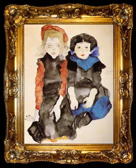 framed  Egon Schiele Two Little Girls, ta009-2
